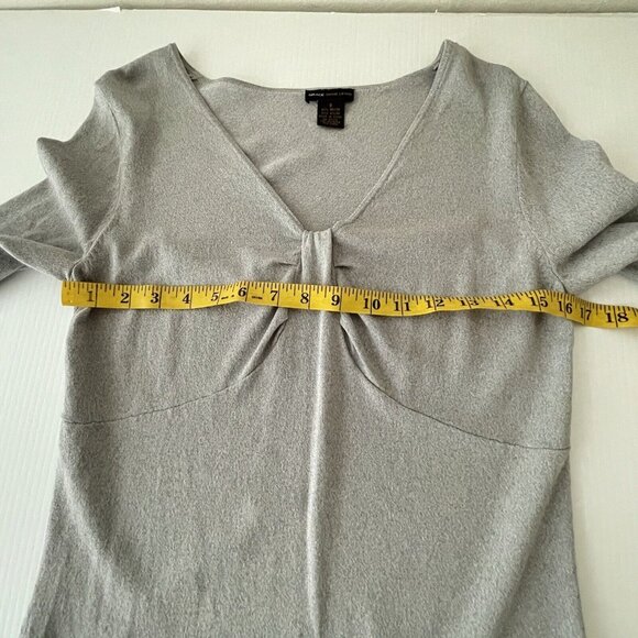 Grace Dane Lewis Womens Shirt Small Silver Gray Rayon Nylon Blouse Top Casual - Picture 9 of 12